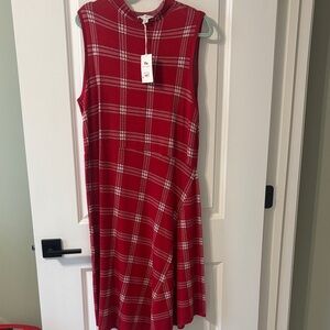 NWT Red Plaid Midi Dress